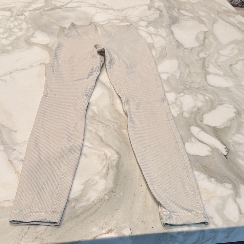 lululemon athletica bone shiny ribbed Leggings